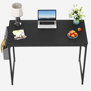 Metal Frame Workstation Modern Simple Style PC Desk with Storage Bag and Hook (Black) Metal Frame Workstation Modern Simple Style PC Desk with Storage Bag and Hook (Black)