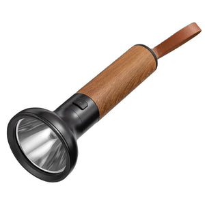 STAR WORK Bright LED Flashlight Wooden Handle | Camping & Emergency Torch (Black) STAR WORK Bright LED Flashlight Wooden Handle | Camping & Emergency Torch (Black)