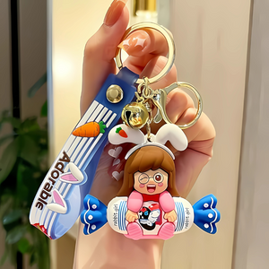 Chocolate Girls Keychain With Metal Hook Chocolate Girls Keychain With Metal Hook