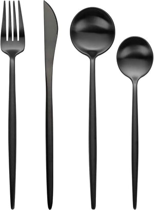 STAR WORK Cutlery Set – Gold-coated stainless steel (304), food-grade & dishwasher safe.(Black) STAR WORK Cutlery Set – Gold-coated stainless steel (304), food-grade & dishwasher safe.(Black)