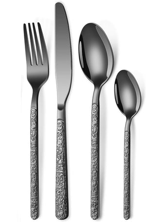 STAR WORK Flatware Set – Mirror-polished stainless steel, durable & dishwasher safe. (Black) STAR WORK Flatware Set – Mirror-polished stainless steel, durable & dishwasher safe. (Black)