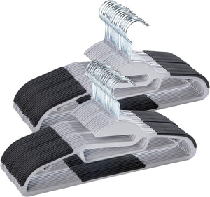 STAR WORK Plastic Hangers – Lightweight, non-slip & ultra-thin for clothes & accessories. (Black & Grey) STAR WORK Plastic Hangers – Lightweight, non-slip & ultra-thin for clothes & accessories. (Black & Grey)