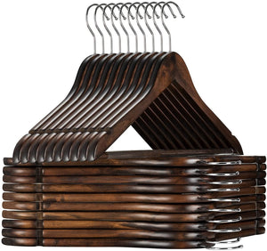 STAR WORK Wooden Garment Hangers – Natural finish, non-slip bar, notches & 360° swivel hook.(Walnut) STAR WORK Wooden Garment Hangers – Natural finish, non-slip bar, notches & 360° swivel hook.(Walnut)