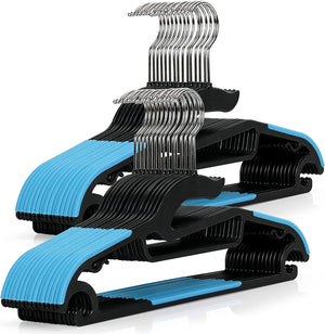 STAR WORK Plastic Hangers – Lightweight, non-slip & ultra-thin for clothes & accessories. (BLACK AND BLUE) STAR WORK Plastic Hangers – Lightweight, non-slip & ultra-thin for clothes & accessories. (BLACK AND BLUE)