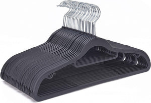STAR WORK Plastic Hangers – Lightweight, non-slip & ultra-thin for clothes & accessories. (BLACK) STAR WORK Plastic Hangers – Lightweight, non-slip & ultra-thin for clothes & accessories. (BLACK)