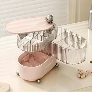 Star Work 360° Rotating Organizer 3-Layer | For Cosmetics & Jewelry (Pink Ball) Star Work 360° Rotating Organizer 3-Layer | For Cosmetics & Jewelry (Pink Ball)