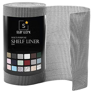 STAR WORK Shelf Liner Roll – Waterproof, anti-skid & washable for kitchen, cabinets & drawers. (STONE GREY) STAR WORK Shelf Liner Roll – Waterproof, anti-skid & washable for kitchen, cabinets & drawers. (STONE GREY)