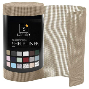 STAR WORK Shelf Liner Roll – Waterproof, anti-skid & washable for kitchen, cabinets & drawers. (Light brown) STAR WORK Shelf Liner Roll – Waterproof, anti-skid & washable for kitchen, cabinets & drawers. (Light brown)