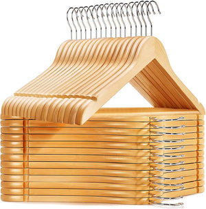 STAR WORK Wooden Garment Hangers – Natural finish, non-slip bar, notches & 360° swivel hook.(beige) STAR WORK Wooden Garment Hangers – Natural finish, non-slip bar, notches & 360° swivel hook.(beige)