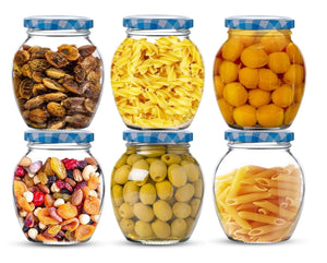 STAR WORK AirTight Glass Jars For Kitchen (400ml) pack of 6 STAR WORK AirTight Glass Jars For Kitchen (400ml) pack of 6