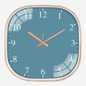 Silence non-ticking Plastic Frame Cown Blue Square Wall Clock Silence non-ticking Plastic Frame Cown Blue Square Wall Clock