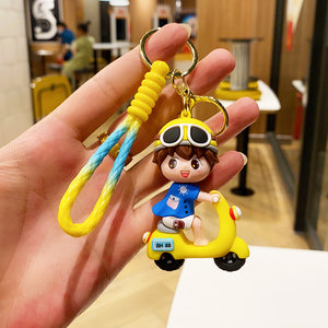 Scooty Boy Keychain With Metal Hook Scooty Boy Keychain With Metal Hook