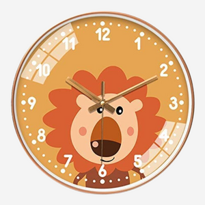 Silence Wall Clock Non-Ticking Quiet Decorative - Orange Lion Analog Silence Wall Clock Non-Ticking Quiet Decorative - Orange Lion Analog