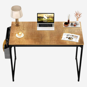Modern & Simple Style Computer Desk with Storage Bag and Hook (Beige) Modern & Simple Style Computer Desk with Storage Bag and Hook (Beige)