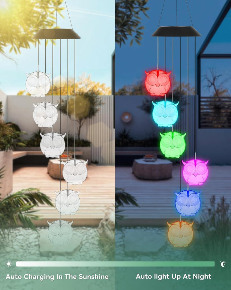 STAR WORK Solar Glow Chimes (Owl)