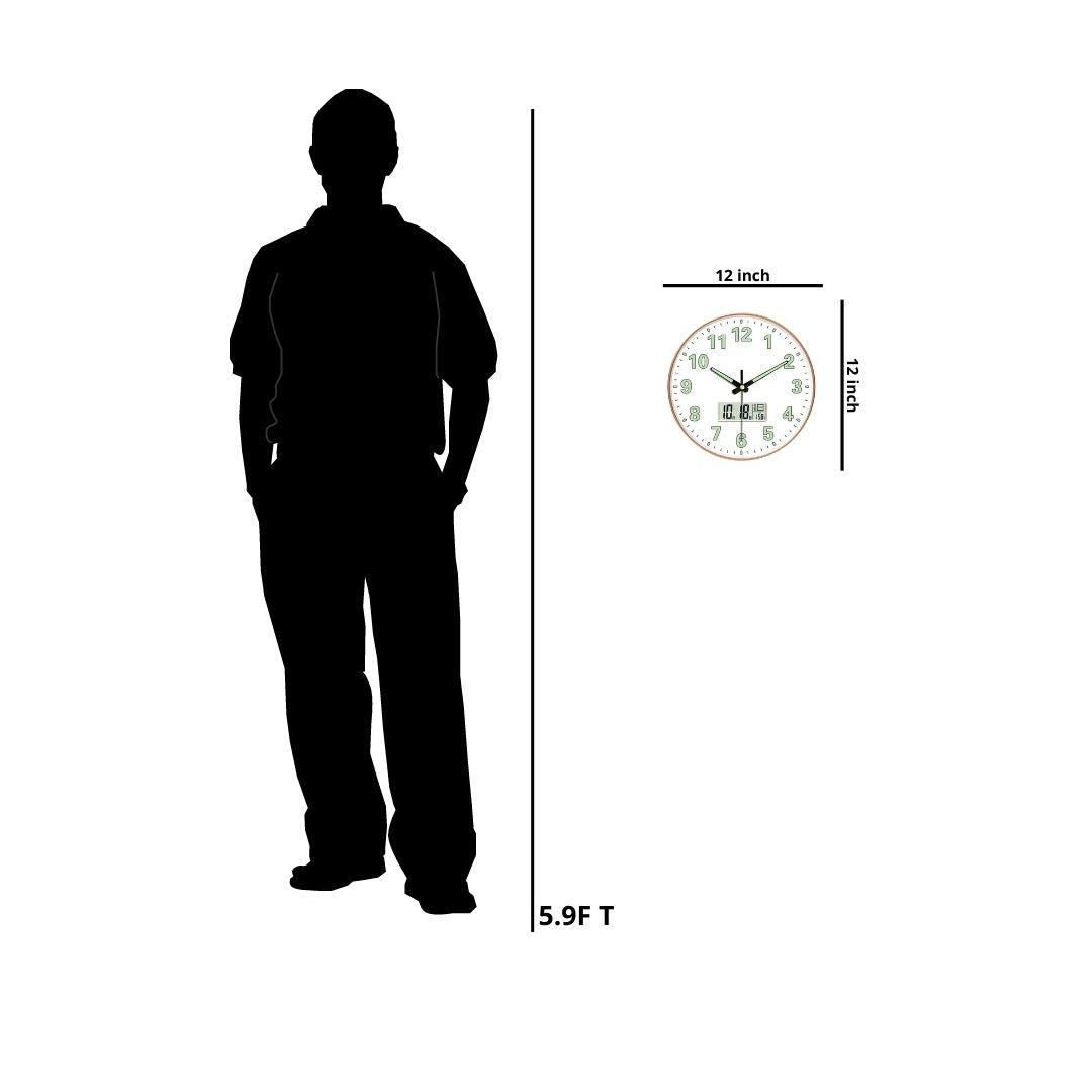 Digital Analog Wall Clock with Humidity Temperature (Radium White) - Star Work