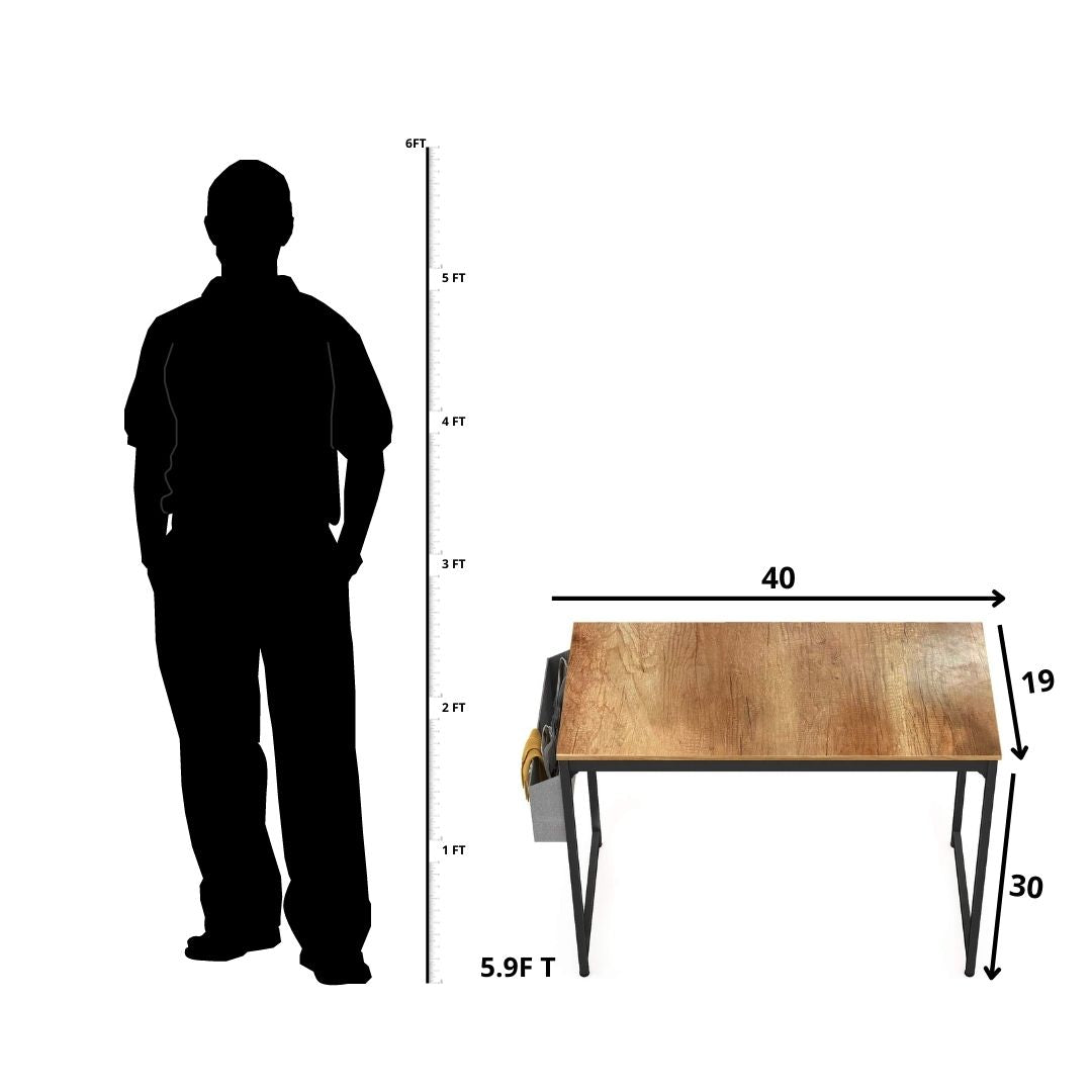 Modern & Simple Style Computer Desk with Storage Bag and Hook - Star Work