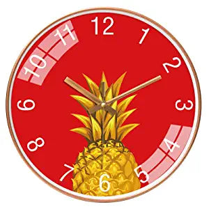 Silence Wall Clock Non-Ticking Quiet Decorative - Red Pineapple Clock Silence Wall Clock Non-Ticking Quiet Decorative - Red Pineapple Clock
