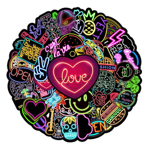 50 Pcs Of Dark Neon Stickers, Vinyl Waterproof Stickers for Water Bottles, Laptop, Skateboard. 50 Pcs Of Dark Neon Stickers, Vinyl Waterproof Stickers for Water Bottles, Laptop, Skateboard.