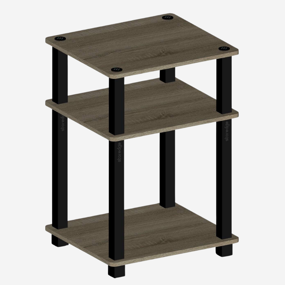 MDF Wood 3-Tier Floor Wall Standing Side Table and Shelf