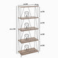 5-Tier Wooden Shelf Rack with Metal Frame – Sturdy Structure & Rustic Wood Shelves for Kitchen, Office, Kids Room, Living Room Storage & Display (Wire Rack)