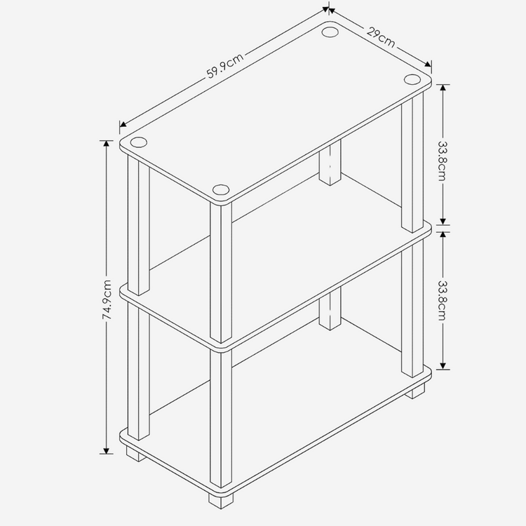 3-Tier Storage Shelf Rack Stand Turn-N-Tube End Table, Space Saving