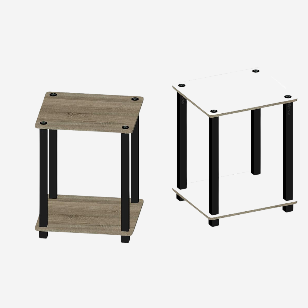 Side Tables | End Table 2 Tier Shelf Rack Stand for Sofa Turn-N-Tube