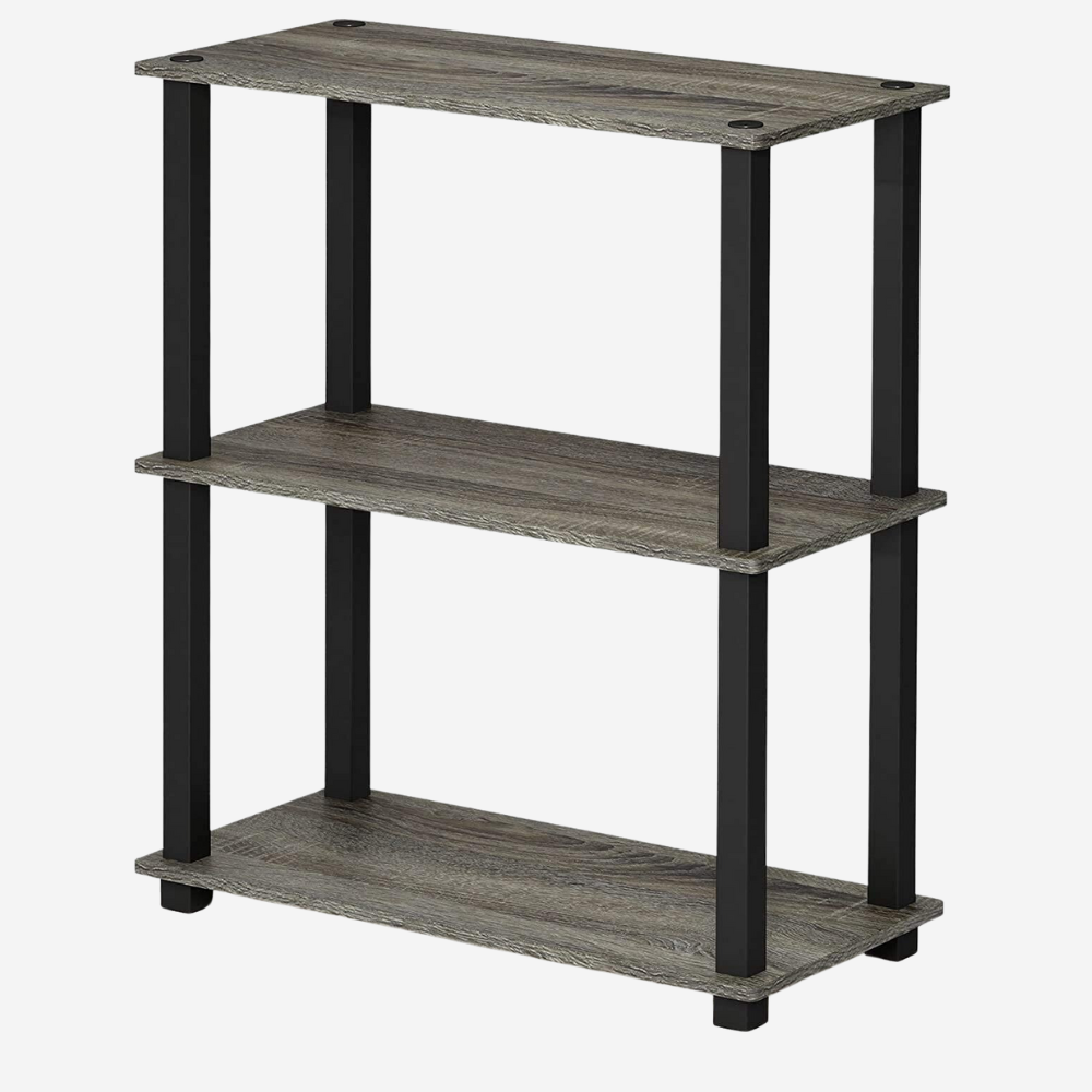 3-Tier Storage Shelf Rack Stand Turn-N-Tube End Table, Space Saving ...