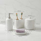 Luxury Ceramic Bath Accessories Set of 4 Pieces – Soap Dispenser, Soap Dish & Tumbler | Embossed Floral Design | Modern Bath Organizer Set | Durable & Easy to Clean Bath Set