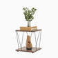 Walnut Finish Wooden End Table with Modern Metal Frame – Stylish, Sturdy & Space-Saving Side Table for Living Room, Bedroom, Décor, Books, Plants & Home Display. (Wire END Table)