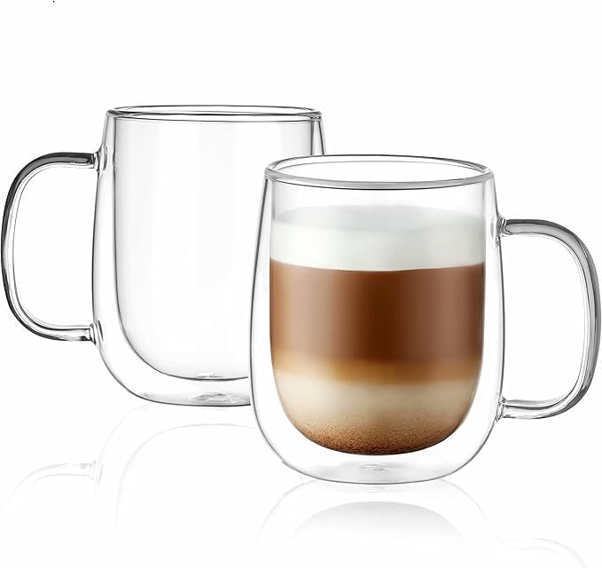 Glass Coffee Mug – 250 ML Double-Walled Insulated Cup | Heat-Resistant Glass for Coffee, Tea, Latte, Cappuccino, Espresso | Dishwasher Safe.