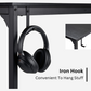 Metal Frame Workstation Modern Simple Style PC Desk with Storage Bag and Hook (Black)