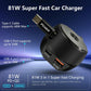 81W Super Fast Car Charger with 1.8m Coiled Type C Cable, Triple Port (PD 48W Cable + PD 33W + QC 18W) Adapter for iPhone 17/16/15,Android Smartphones, iPad, Pixel, 12V-24V (Black - 81W)