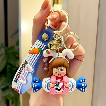 Chocolate Girls Keychain With Metal Hook