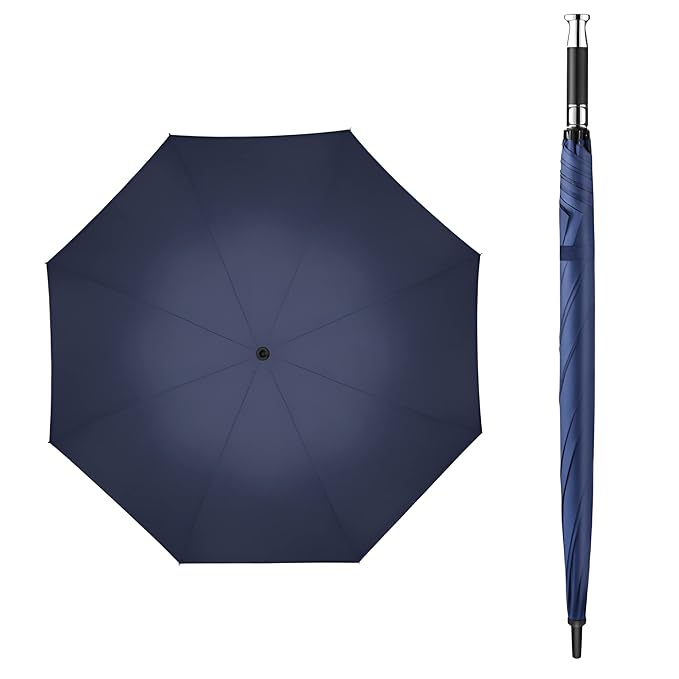 STAR WORK Large Long Stick Umbrellas/Waterproof Weather Proof/Unbreakable Chaata Umbrella Automatic Open Windproof Umbrellas Portable UV Protection Rain Stick Umbrellas for Men Women with Pointer
