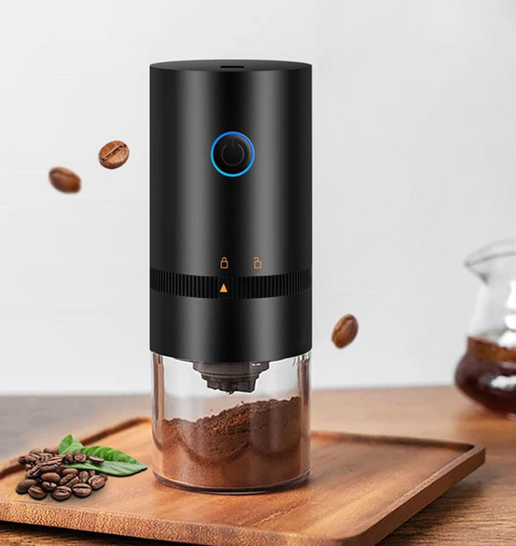 Automatic Coffee Grinder – Adjustable Burr Mill with Precision Coarseness Control |Portable | USB Rechargeable, Compact & Durable Design for Espresso, French Press & Pour Over. (Black)