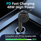 81W Super Fast Car Charger with 1.8m Coiled Type C Cable, Triple Port (PD 48W Cable + PD 33W + QC 18W) Adapter for iPhone 17/16/15,Android Smartphones, iPad, Pixel, 12V-24V (Black - 81W)