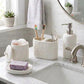 Luxury Ceramic Bath Accessories Set of 4 Pieces – Soap Dispenser, Soap Dish & Tumbler | Embossed Floral Design | Modern Bath Organizer Set | Durable & Easy to Clean Bath Set