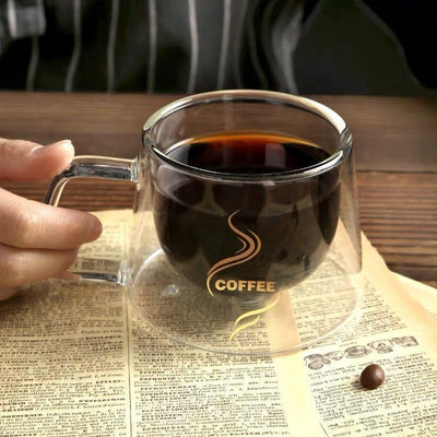 Insulated 150ml Double Walled Coffee Cups, 250ml Glass for Hot & Cold Beverages, Crystal Clear Borosilicate Tea & Espresso Cups (150ml Cup)