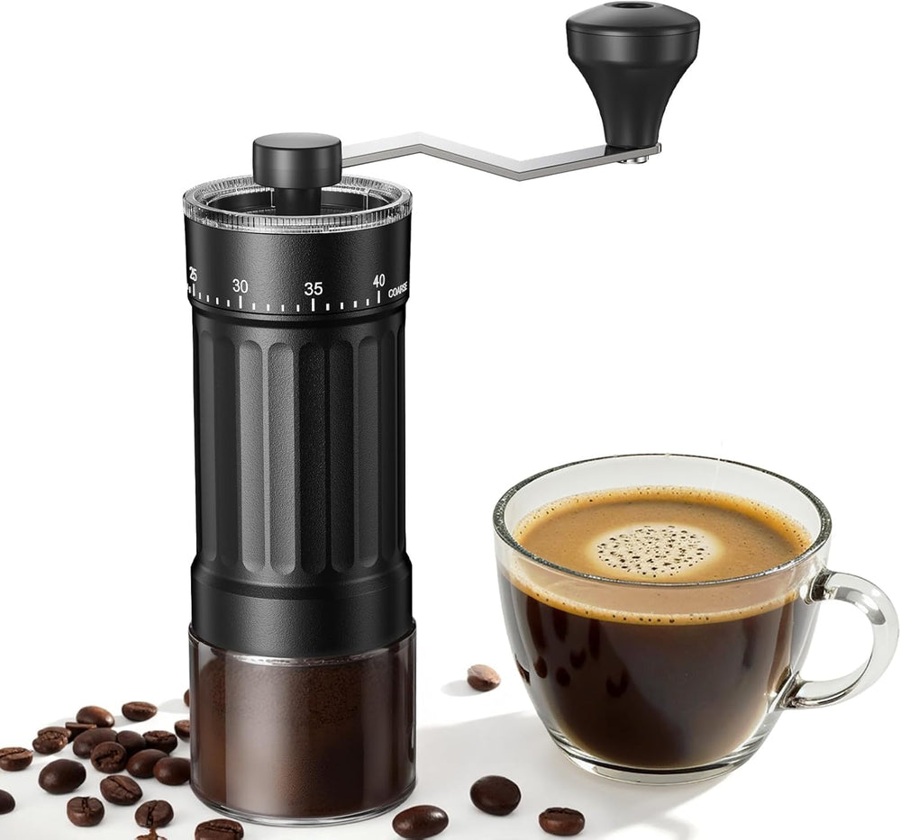 Manual Coffee Grinder Portable Hand Crank Burr Mill with Adjustable Coarseness Precision Grinding for Espresso, French Press & Pour Over & Travel-Friendly Design. (Manual Coffee Grinder)