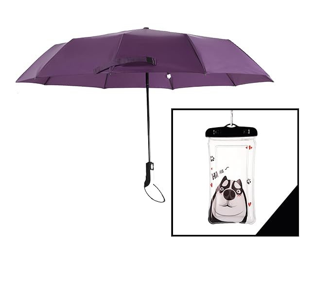STAR WORK Umbrella for Travel Auto Open Compact, Lightweight & Folding- Best Windproof Umbrellas for Rain,Sun & Wind UV Protection,Easy Carry for Women and Men (Free Waterproof Phone Case)