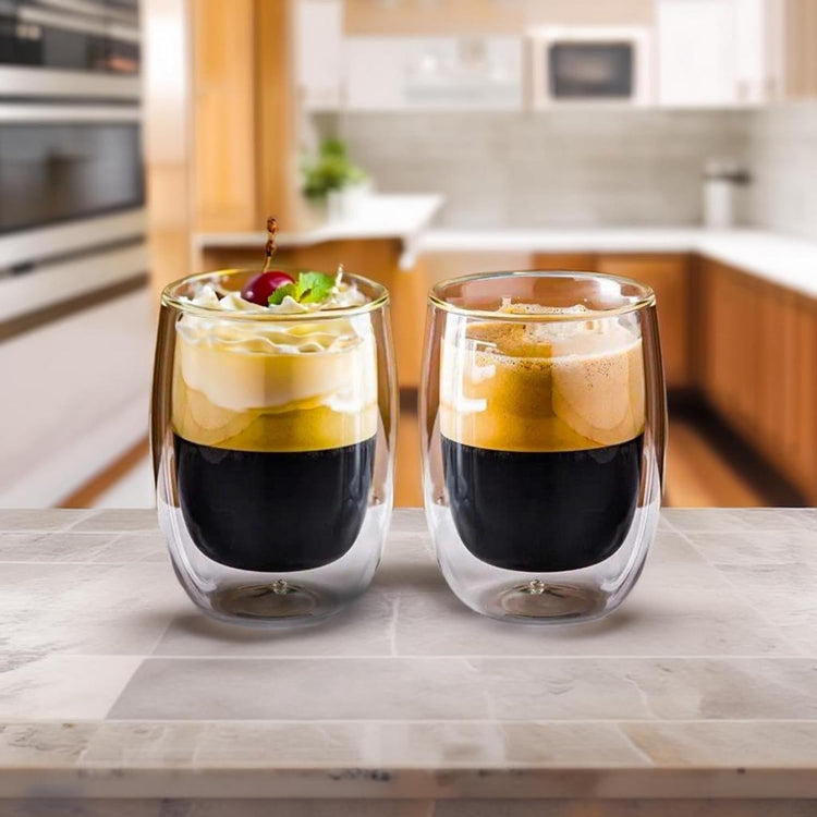 330 ml Double Walled High-Heat Glass Coffee Mugs, Clear Insulated Coffee Mug for Latte Cappuccino Coffee Pack of (1)