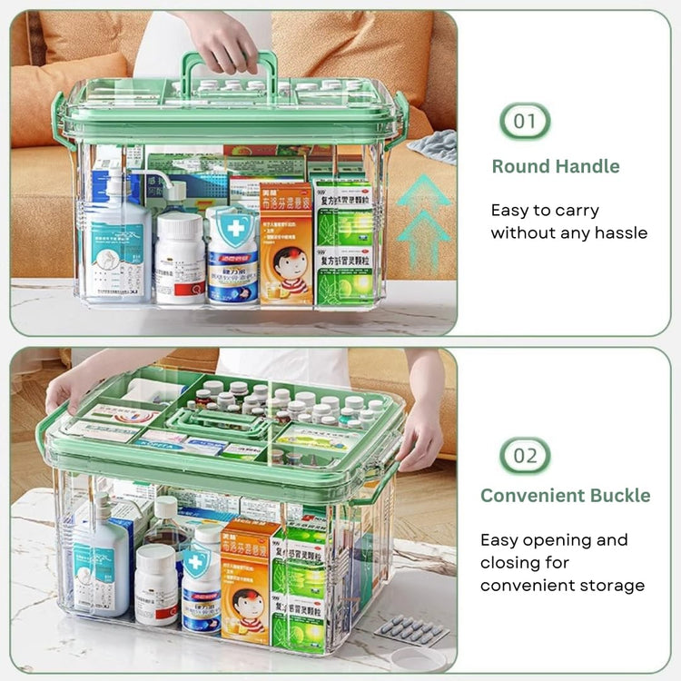 Star Work Medicine Storage Box Lockable & Portable | Small, Blue