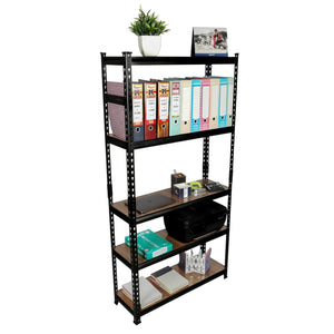 Adjustable, Heavy Duty Storage Shelving Unit Boltless [Laminate Sheet] Kitchen, Office, Dorm, or Garage,Shoe Rack (5 SECTION WITH 1 SUPPORT BAR FILE HOLDER[6"X3"X1"])