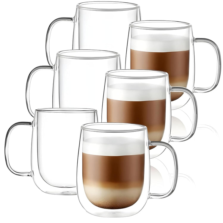 Glass Coffee Mug – 250 ML Double-Walled Insulated Cup | Heat-Resistant Glass for Coffee, Tea, Latte, Cappuccino, Espresso | Dishwasher Safe.