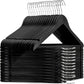 STAR WORK Wooden Garment Hangers – Natural finish, non-slip bar, notches & 360° swivel hook.(Black)