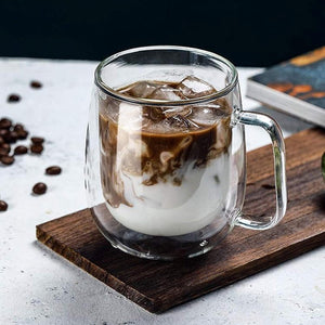 Glass Coffee Mug – 250 ML Double-Walled Insulated Cup | Heat-Resistant Glass for Coffee, Tea, Latte, Cappuccino, Espresso | Dishwasher Safe.