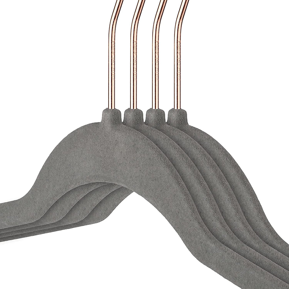 STAR WORK Velvet Hangers – Non-slip, ultra-thin, space-saving with 360° swivel hook. (GREY)