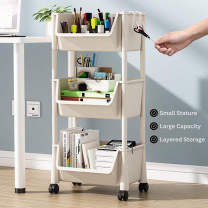 Star Work Plastic Trolley Cart 2-Layer | Multipurpose Storage with Wheels