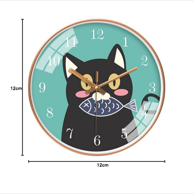 Silence Wall Clock Non-Ticking Quiet Decorative - Black Cat Clock